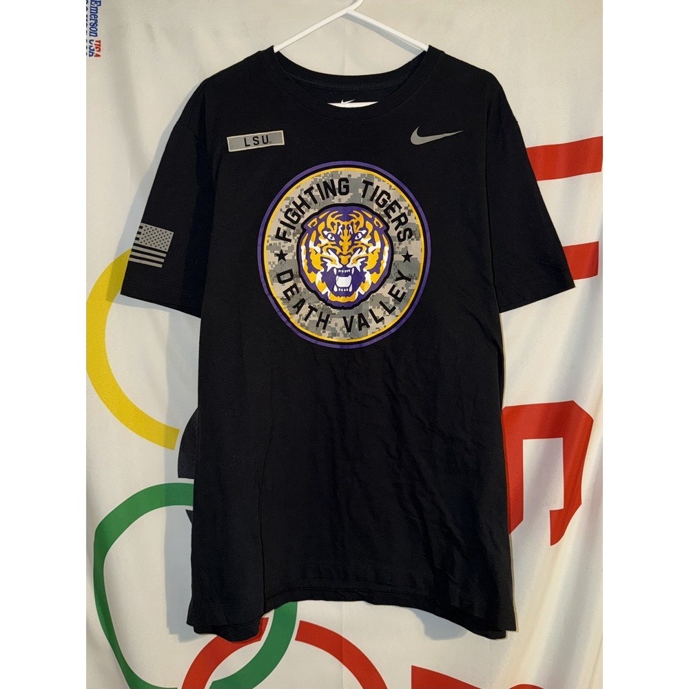 Nike LSU Tigers T Shirt Mens 2XL Gray Football Death Valley